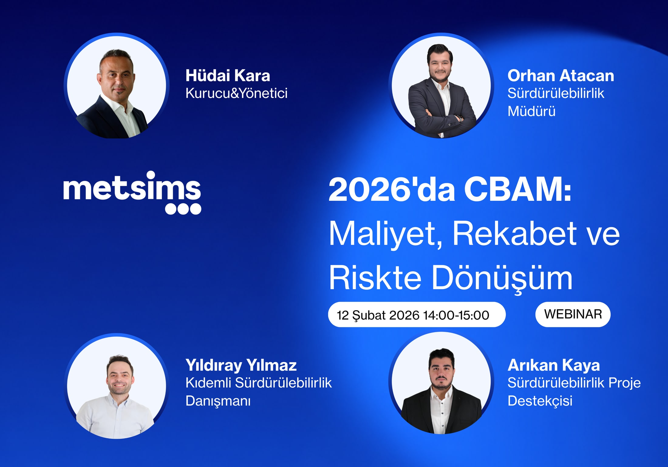 Webinar poster for "CBAM in 2026: Transforming Cost, Competitiveness and Risk", a session held in Turkish on 12 February 2026