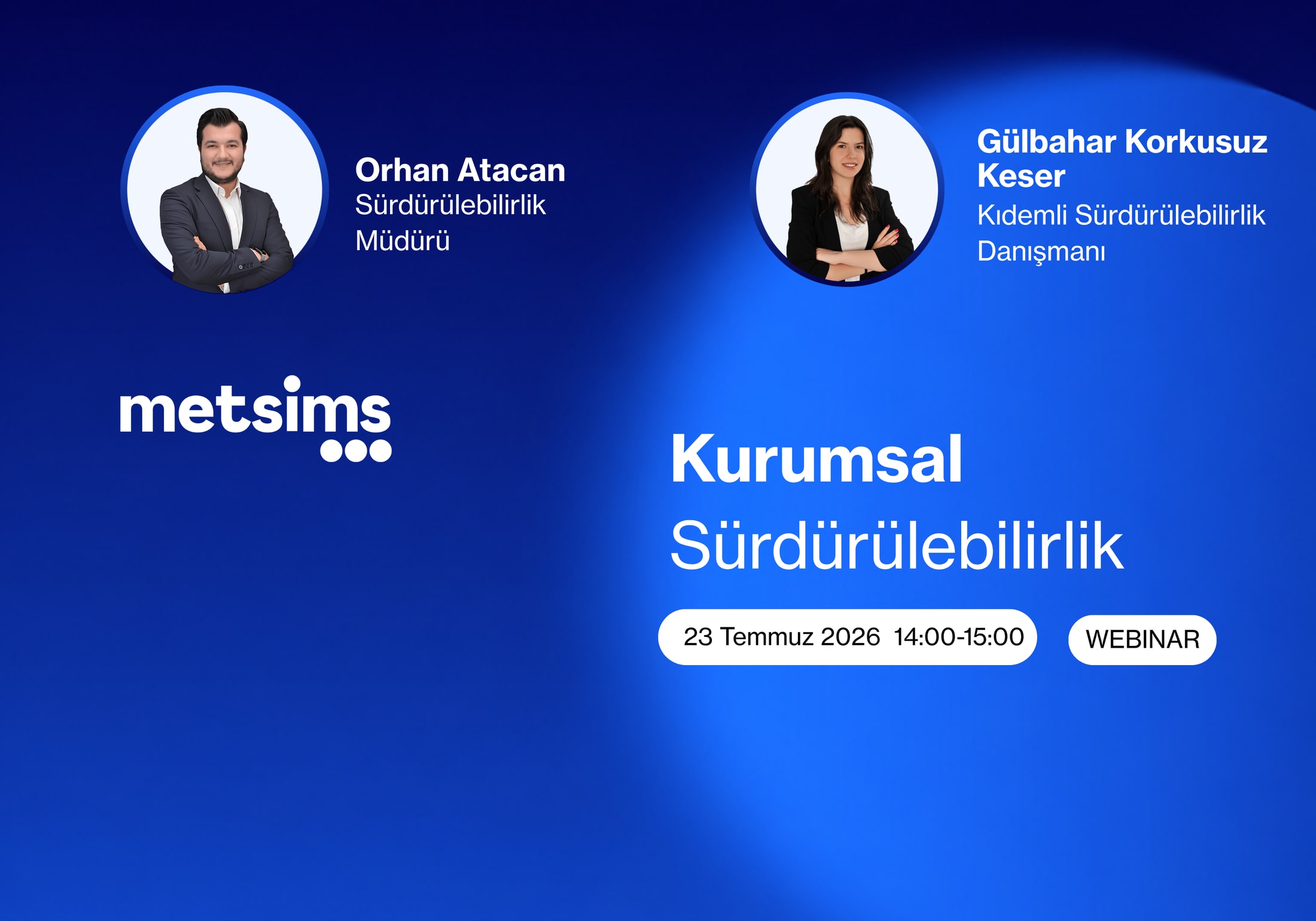 Webinar poster for "Corporate Sustainability", a session held in Turkish on 23 July 2026