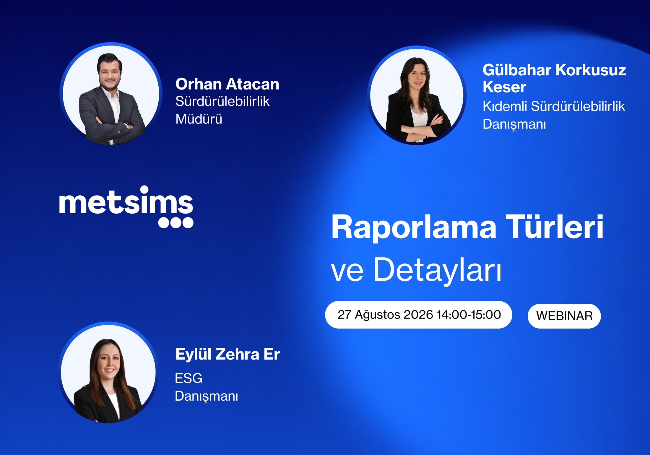 Webinar poster for "Reporting Types and Key Details", a session held in Turkish on 27 August 2026