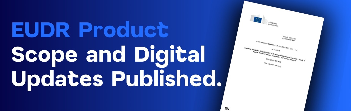 Metsims Sustainability Agenda card for "EUDR Product Scope and Digital Updates Published."
